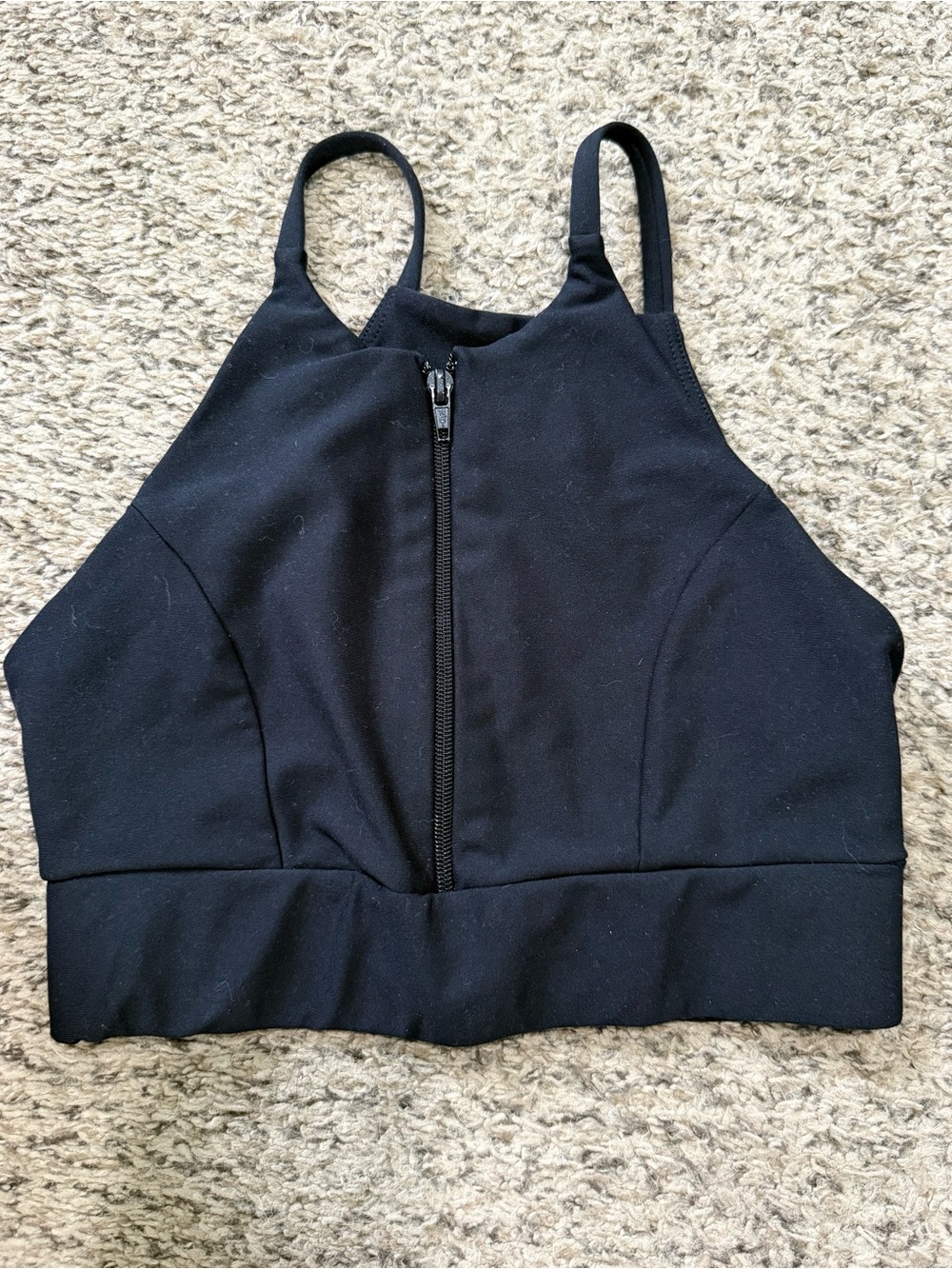 black half-zip workout top